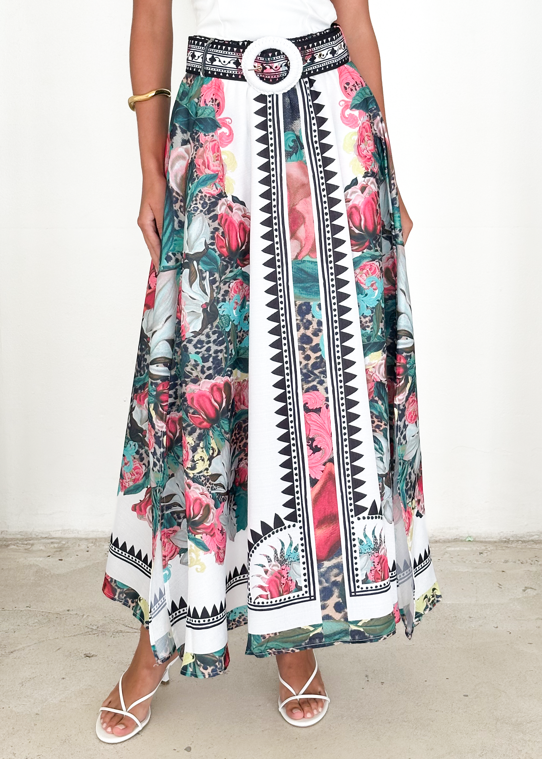 Pippa | Femininer Midirock mit Blumenmuster