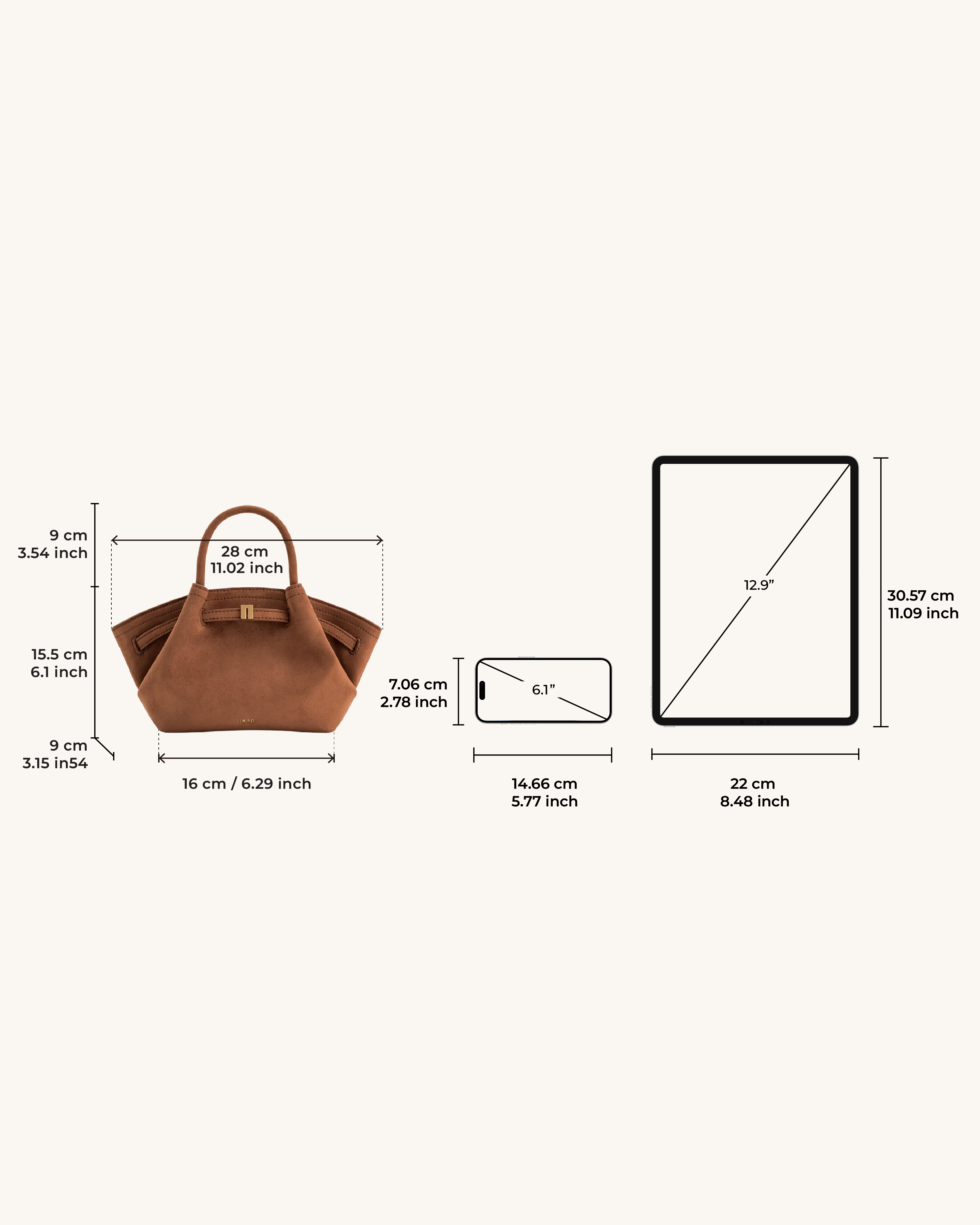 Hana Mini-Tasche aus Wildlederimitat - Braun