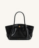 Hana Medium Tote Bag - Schwarzes Kroko