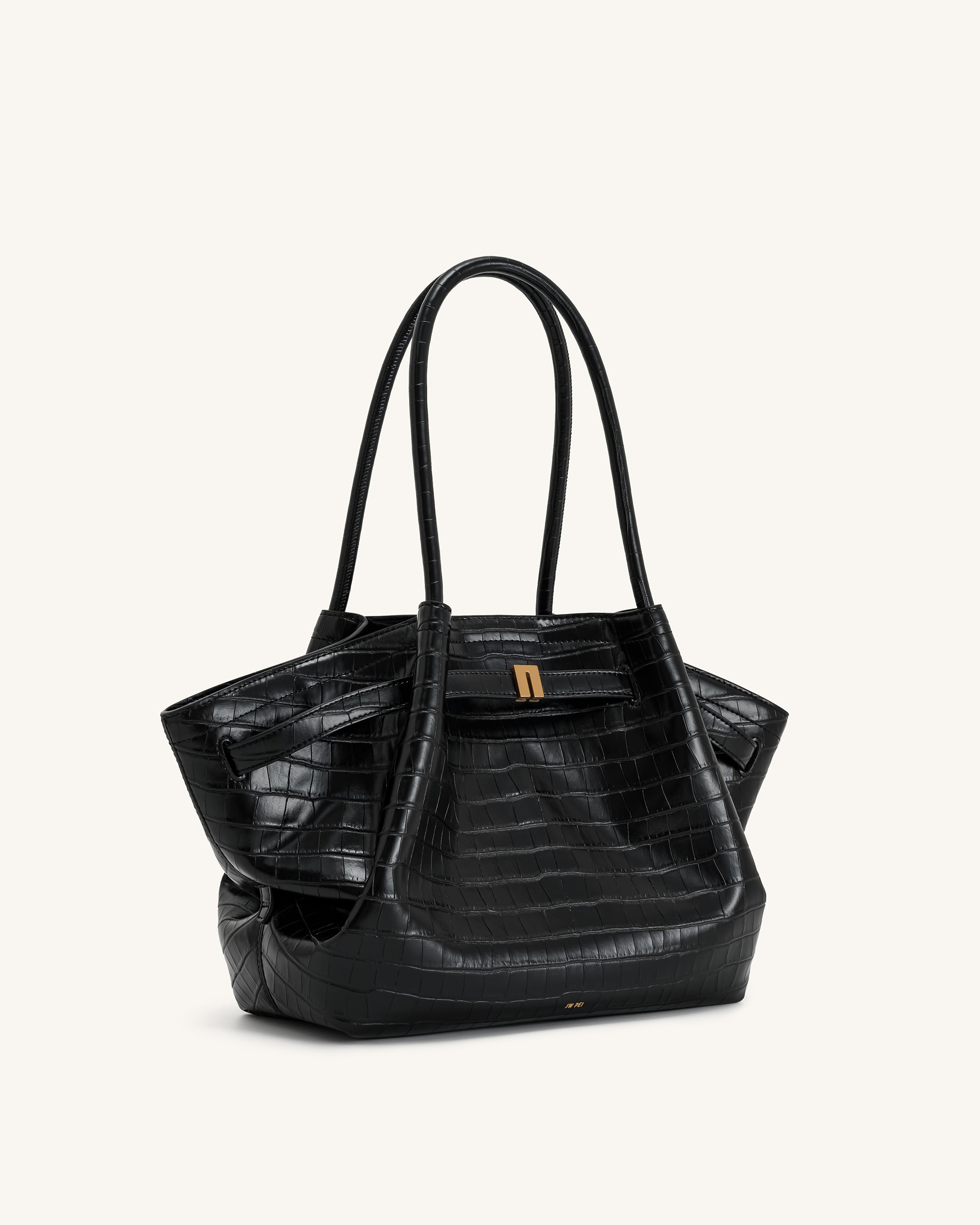 Hana Medium Tote Bag - Schwarzes Kroko