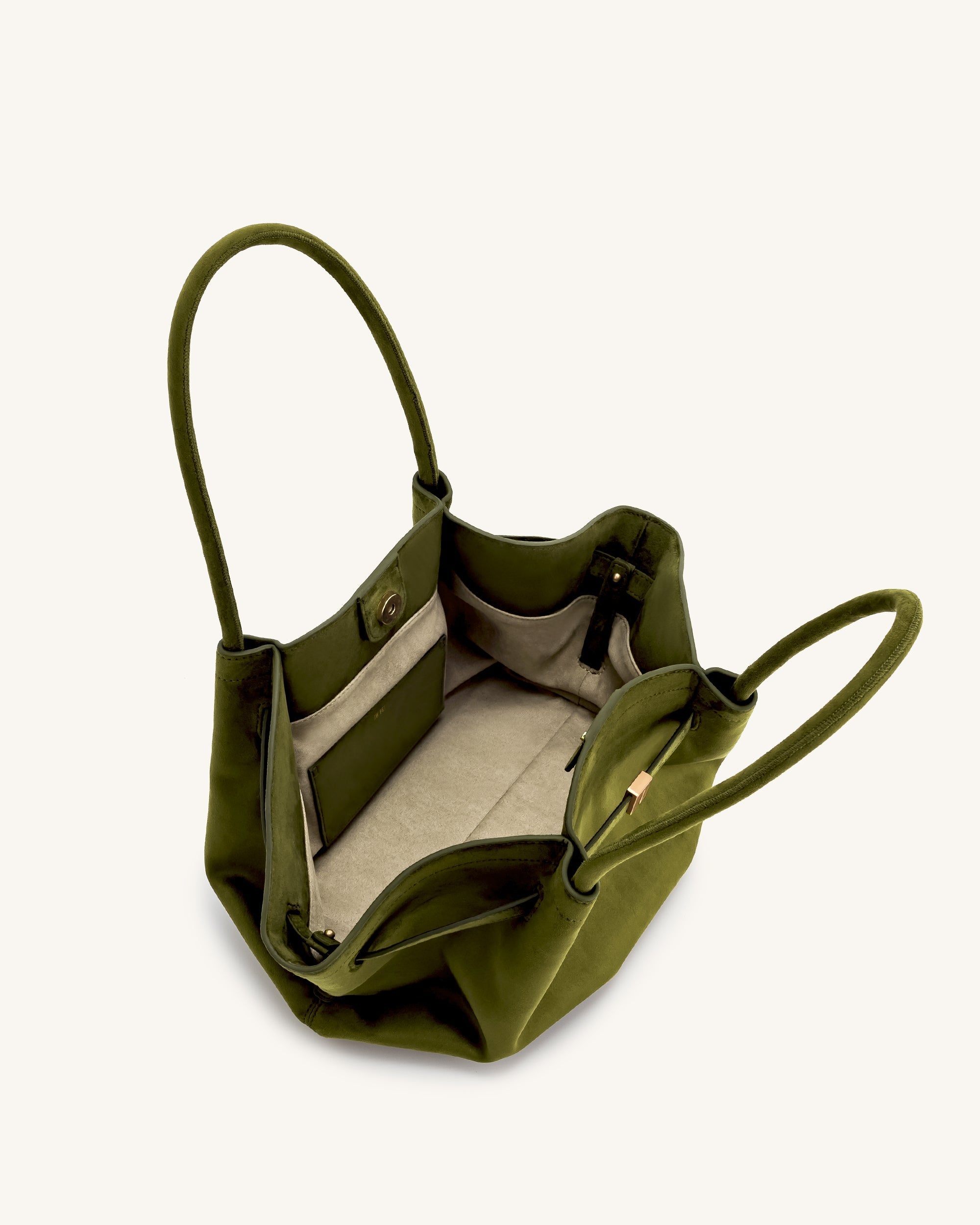 Hana Medium Tote Bag aus Wildlederimitat - Dunkel-Olive