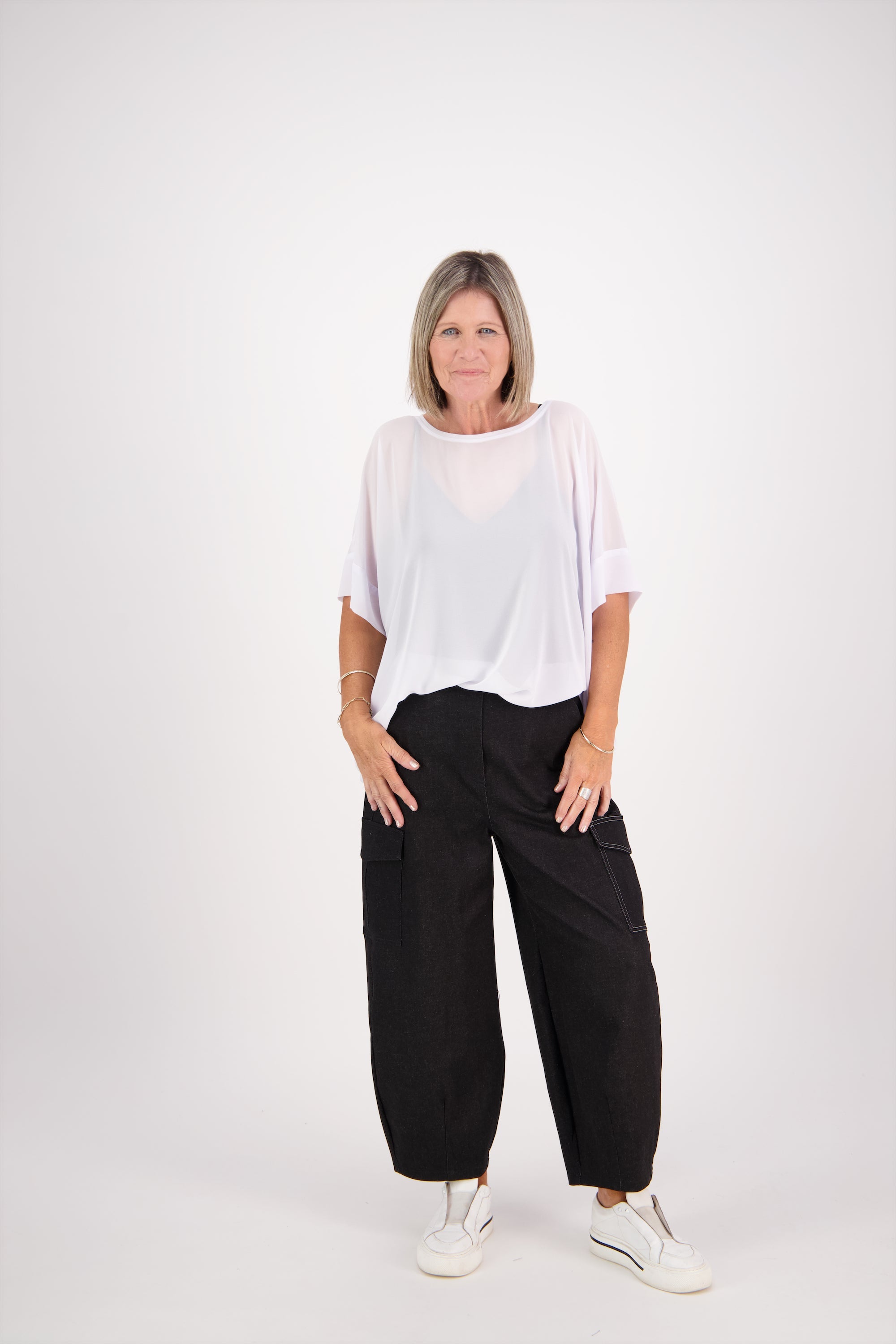 Nevada | Cropped Cargo-Denimhose mit Stretch