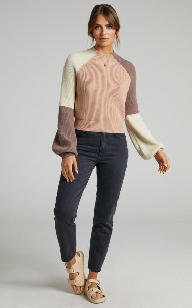 Evelia | Damenpullover mit Farbblock-Design