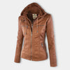 Benedikta | Wetterfeste Damen Lederjacke mit Kapuze
