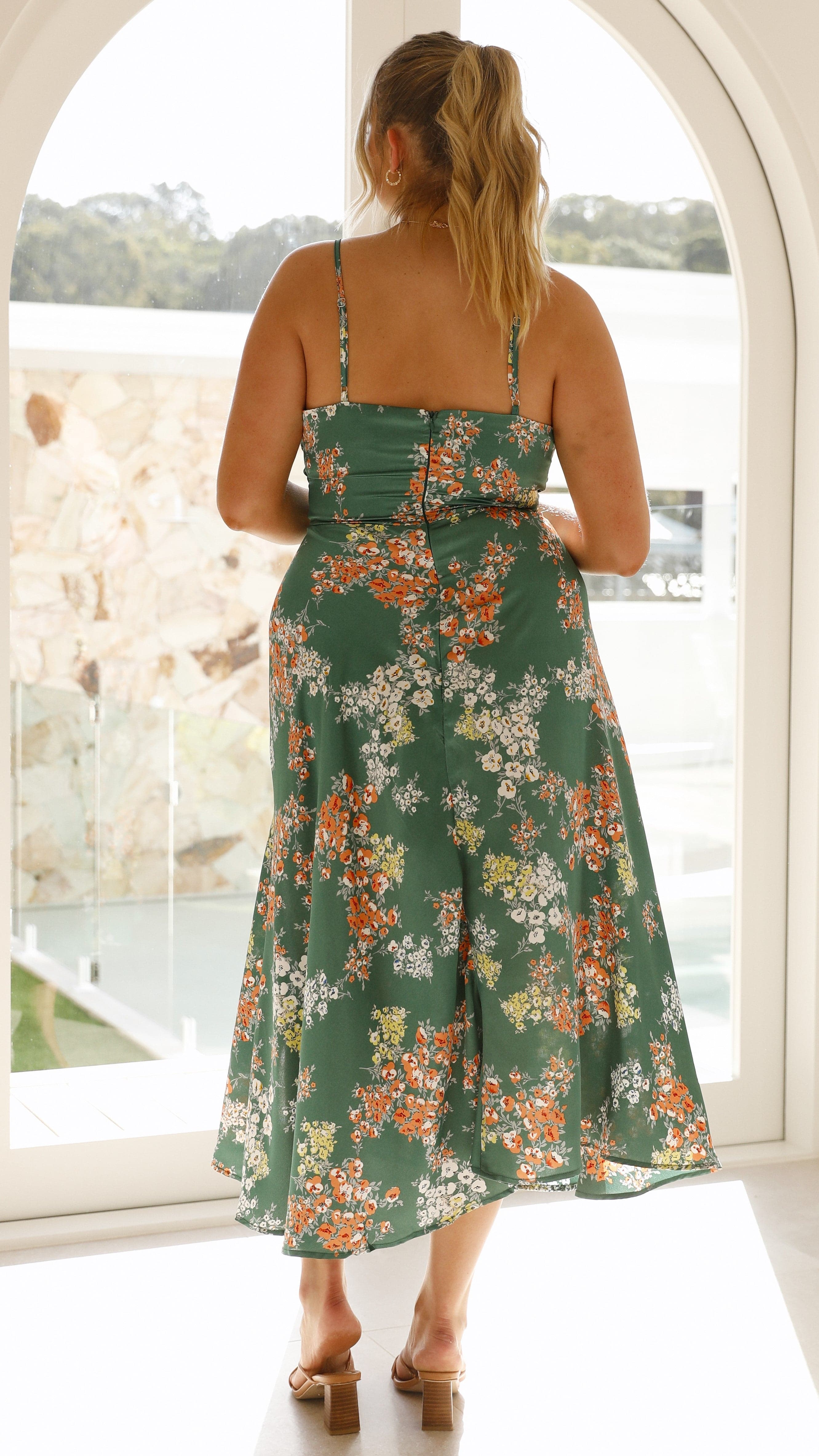 Marshall | Dreamers Midi-Kleid - Grüne Blumen