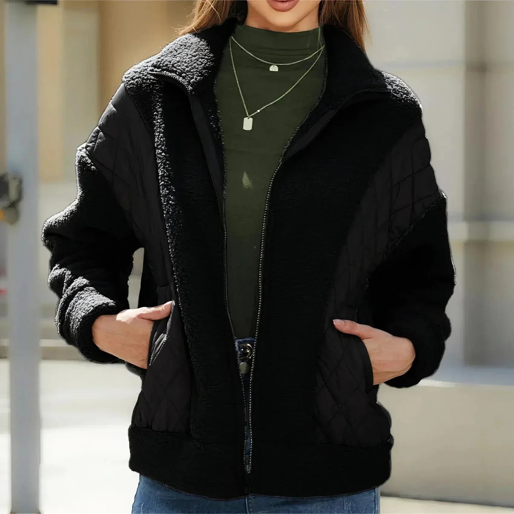 Ivory | Kreative Herbstjacke mit Patchwork-Design für Damen