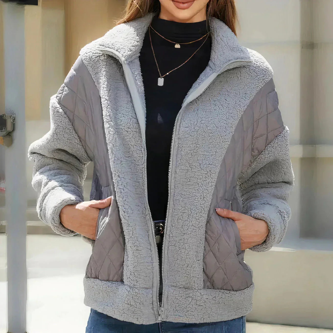 Ivory | Kreative Herbstjacke mit Patchwork-Design für Damen