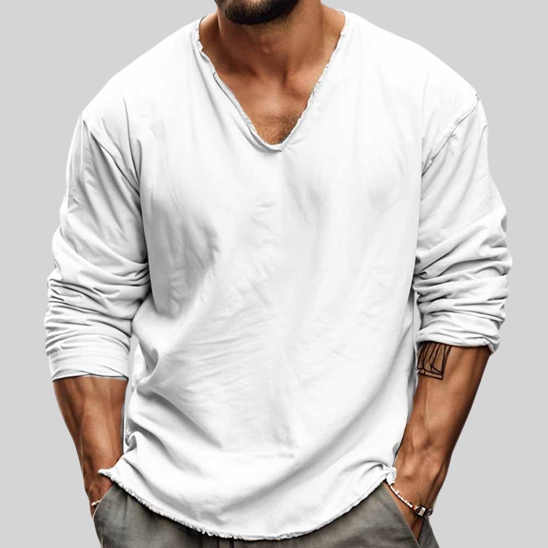 Dino | Langarm-Hemd mit tiefem V-Ausschnitt für Männer