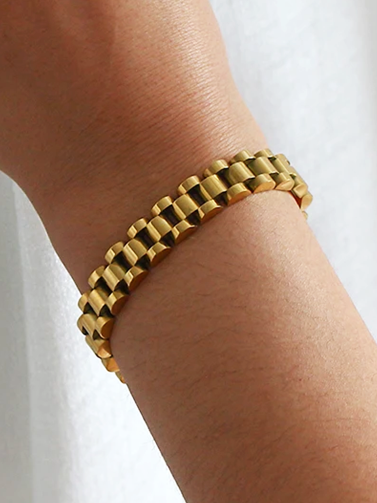 La Belleza - Elegante Gliederarmband 18K-Goldbeschichtung für den Perfekten Look