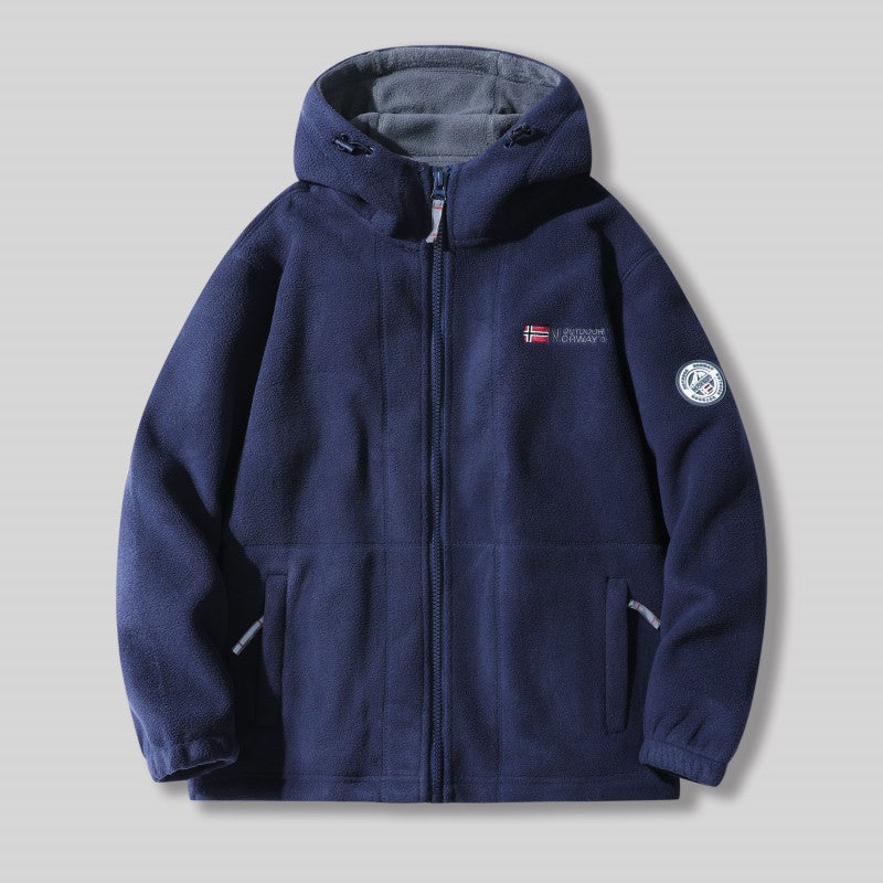Manuel | Doppellagige Fleece-Kapuzenjacke