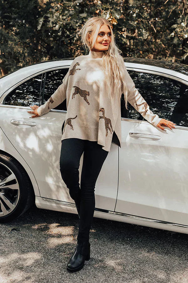 Hanna | Lässiges Retro-Top mit langen Ärmeln und Tiger- und Leopardenmuster
