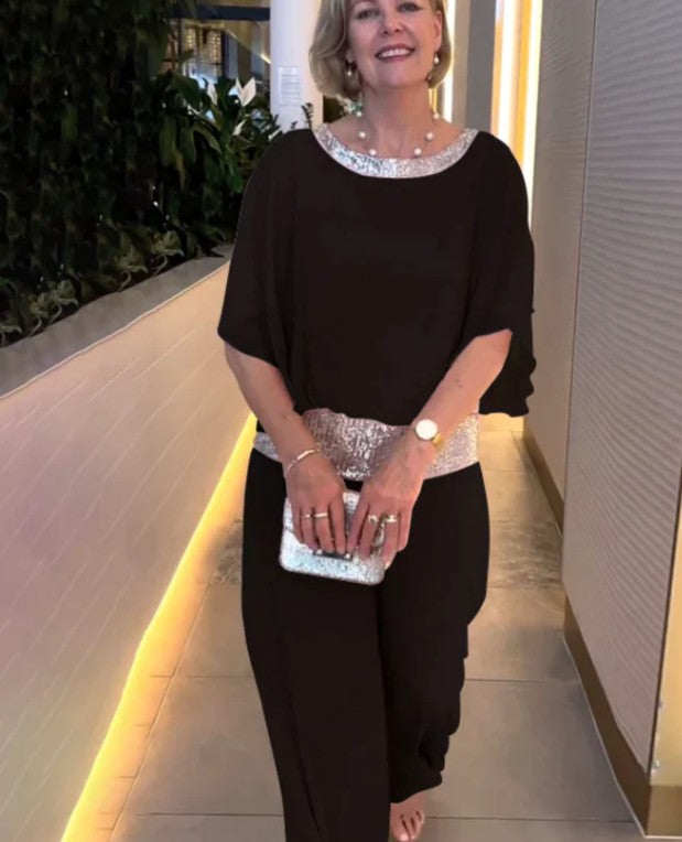 Jaylene | Eleganzter zweiteiliger Colorblock-Set mit Pailletten