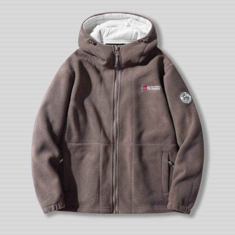 Manuel | Doppellagige Fleece-Kapuzenjacke