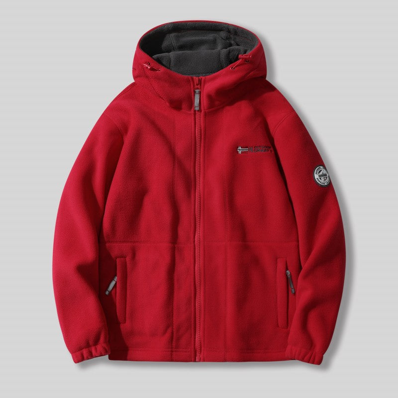 Manuel | Doppellagige Fleece-Kapuzenjacke