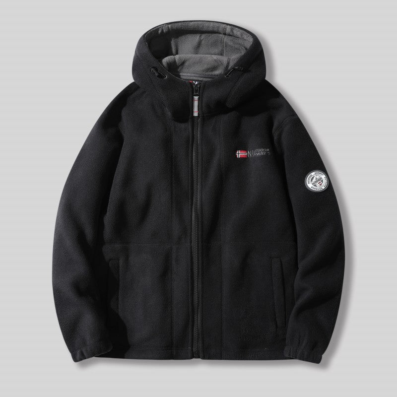 Manuel | Doppellagige Fleece-Kapuzenjacke