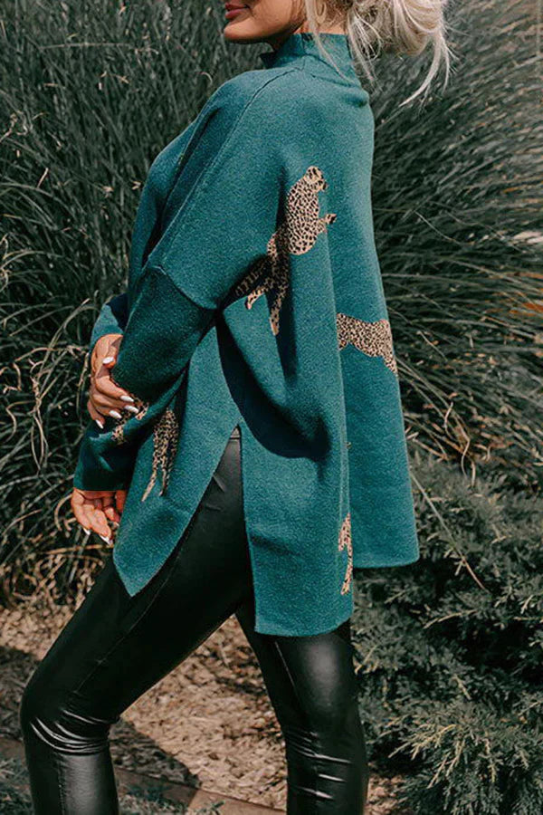 Hanna | Lässiges Retro-Top mit langen Ärmeln und Tiger- und Leopardenmuster