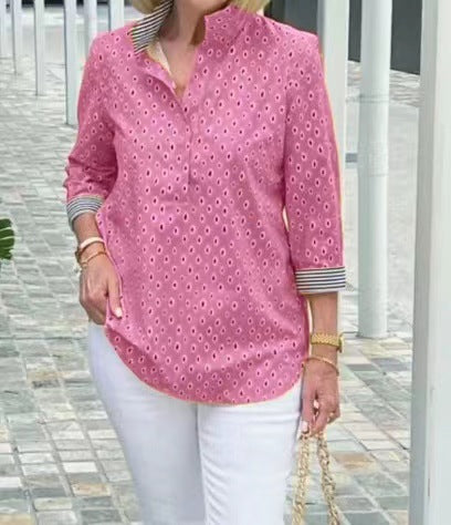 Grant | Bluse mit Stehkragen und bedruckten Ärmeln