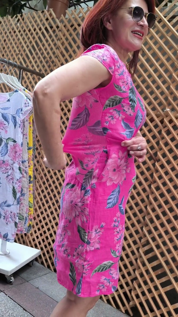 Joan | Kleid mit Druck, weiten Ärmeln und rundem Ausschnitt