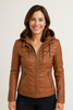 Benedikta | Wetterfeste Damen Lederjacke mit Kapuze