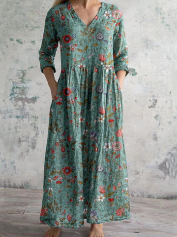 Selma | Maxikleid mit Vintage-Blumenprint