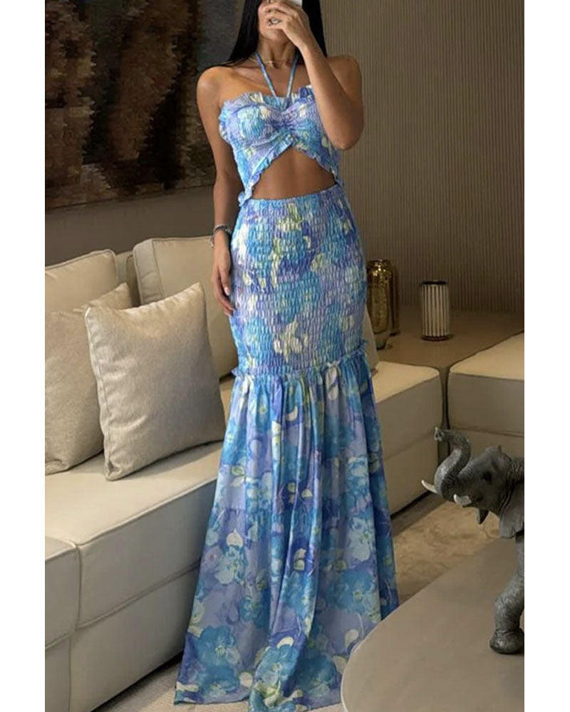 Marklyn | Vivica Blumen-Smock-Maxi-Kleid