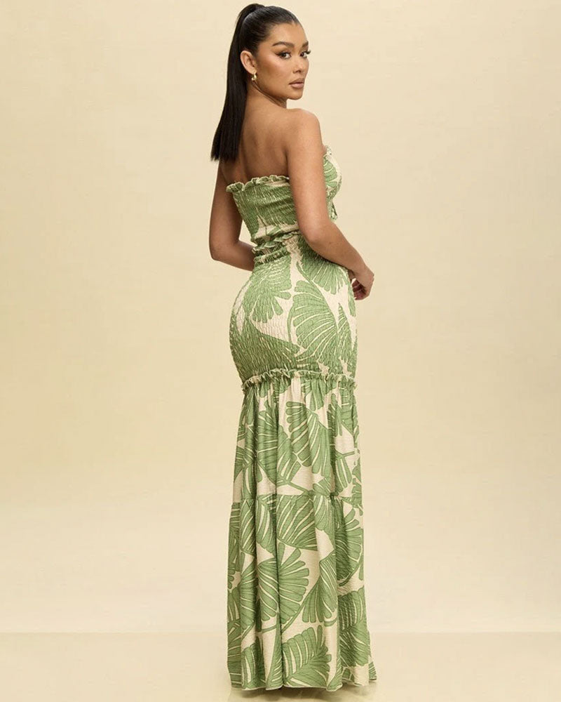 Marklyn | Vivica Blumen-Smock-Maxi-Kleid