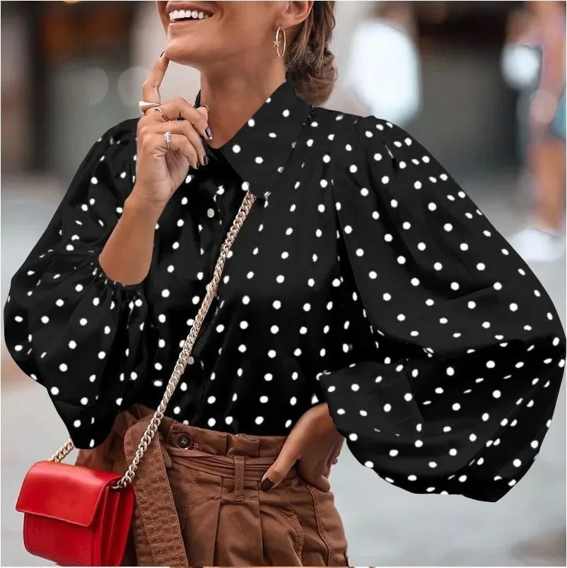 ALINA | Elegante Polka-Dot Bluse – Der perfekte Mix aus Stil und Komfort!