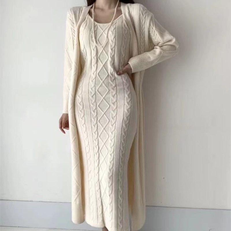 Clarity™ | Winter-Strickkleid und Weste-Set