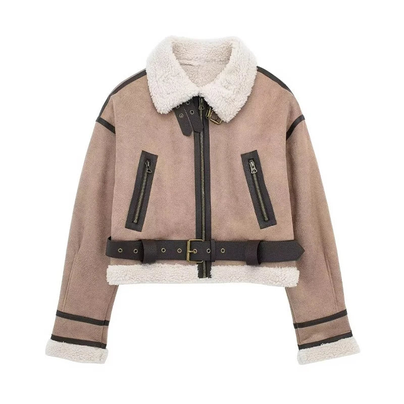 BABETTE | Vintage Jacke mit Gürtel und Frontreißverschluss