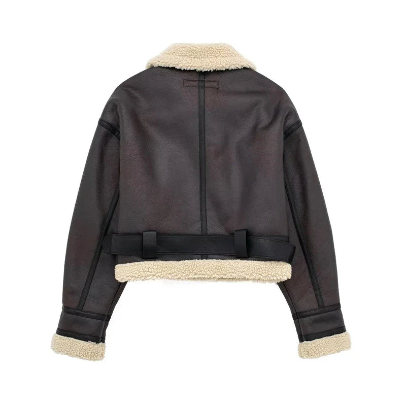 BABETTE | Vintage Jacke mit Gürtel und Frontreißverschluss
