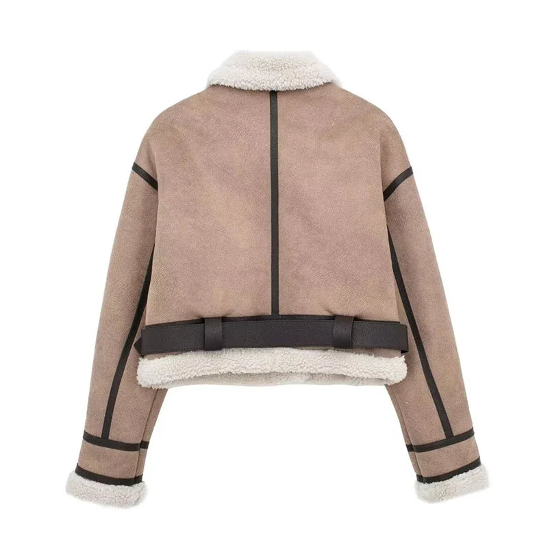 BABETTE | Vintage Jacke mit Gürtel und Frontreißverschluss