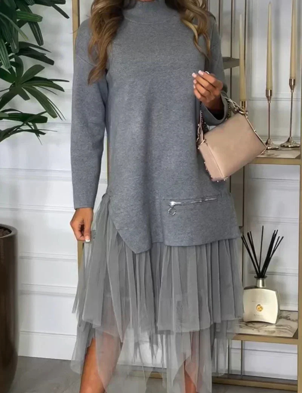 Petra | Elegantes Netz-Patchwork-Kleid für Frauen