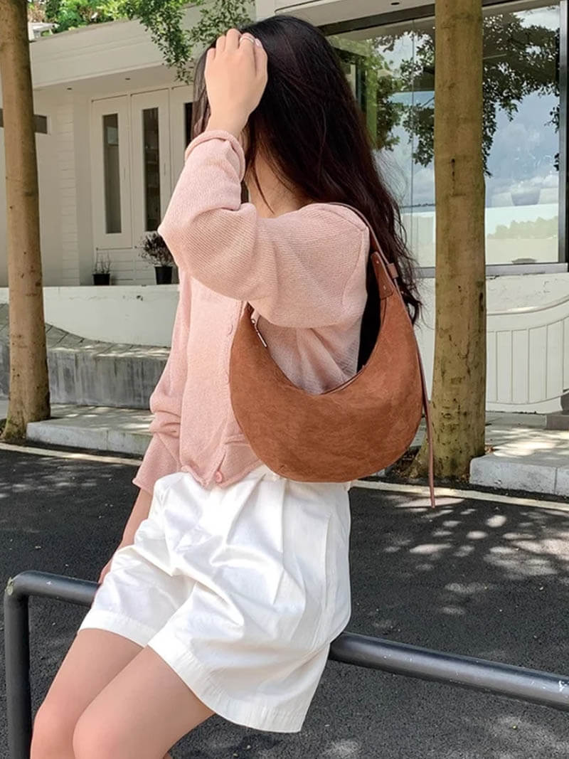 Lydia Halfmoon Imitationssuede Tasche