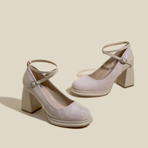Lunala | Elegante Wildlederpumps mit Blockabsatz