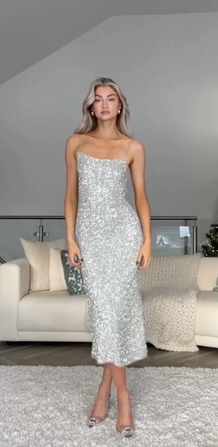 Emma | Silbernes Abendkleid