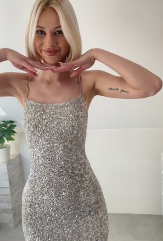 Emma | Silbernes Abendkleid