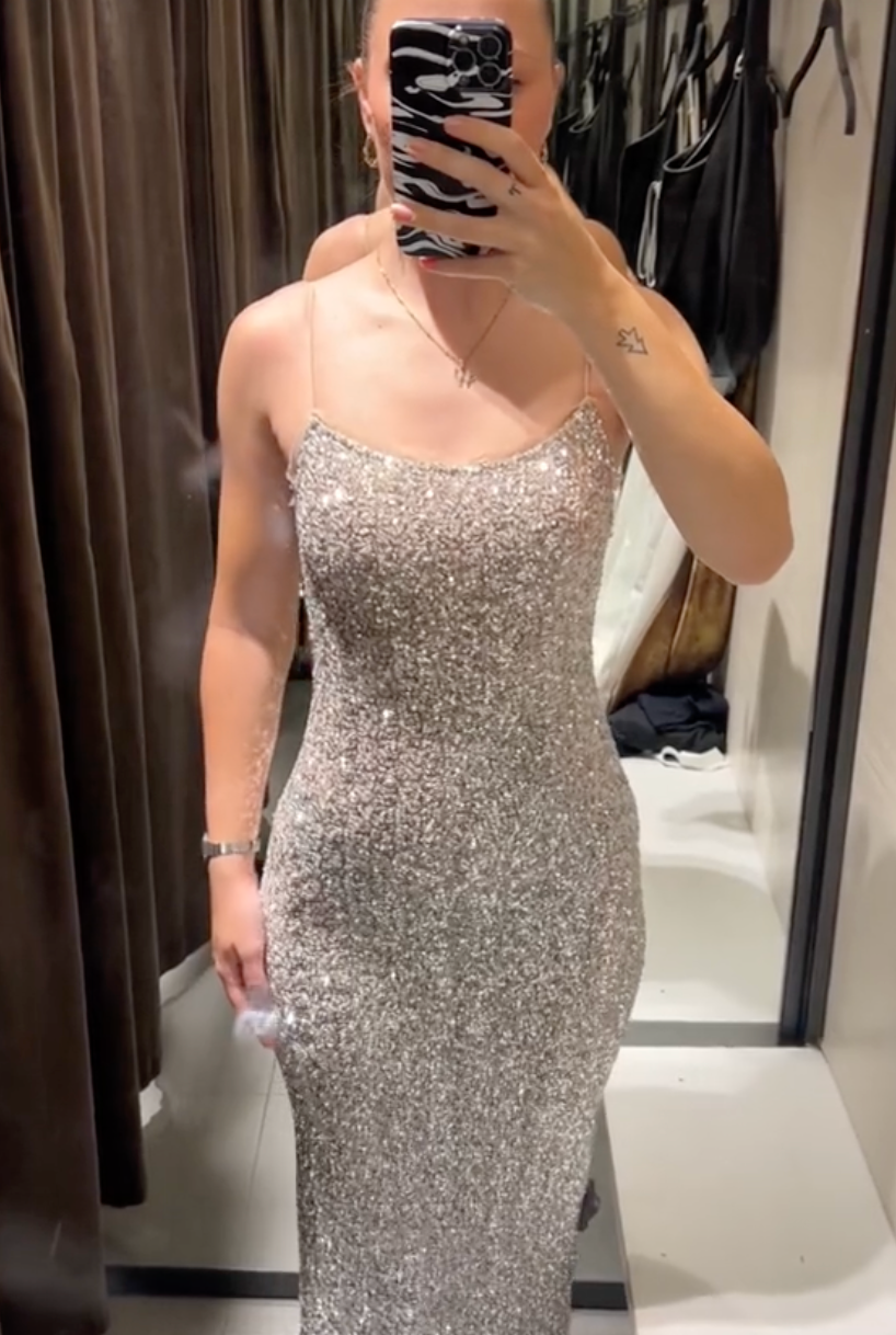 Emma | Silbernes Abendkleid