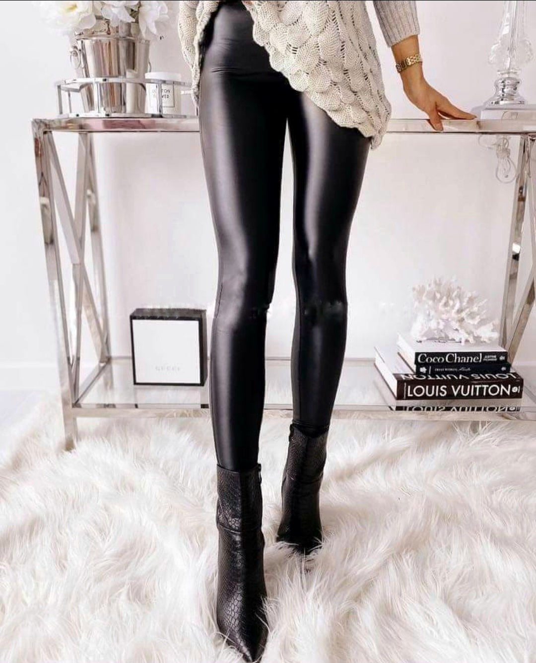 Tatiana | Lederleggings Lederoptik - Schwarze Lederleggings für fashion trends