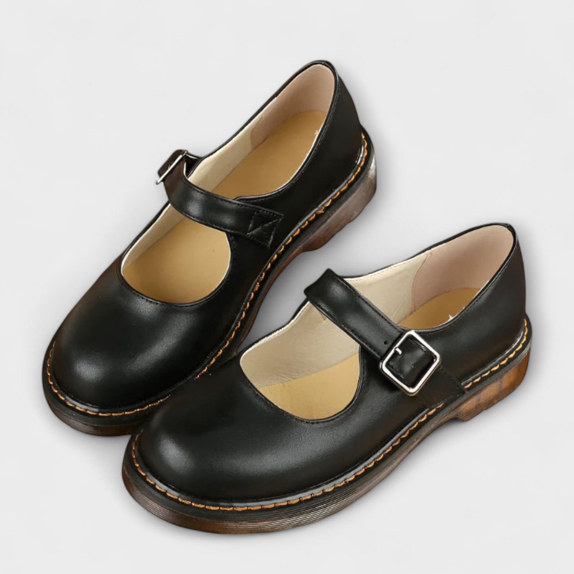 Trey | Vintage Mary-Jane-Schuhe für Damen - Klassische Lederschuhe mit Riemchen und bequemer