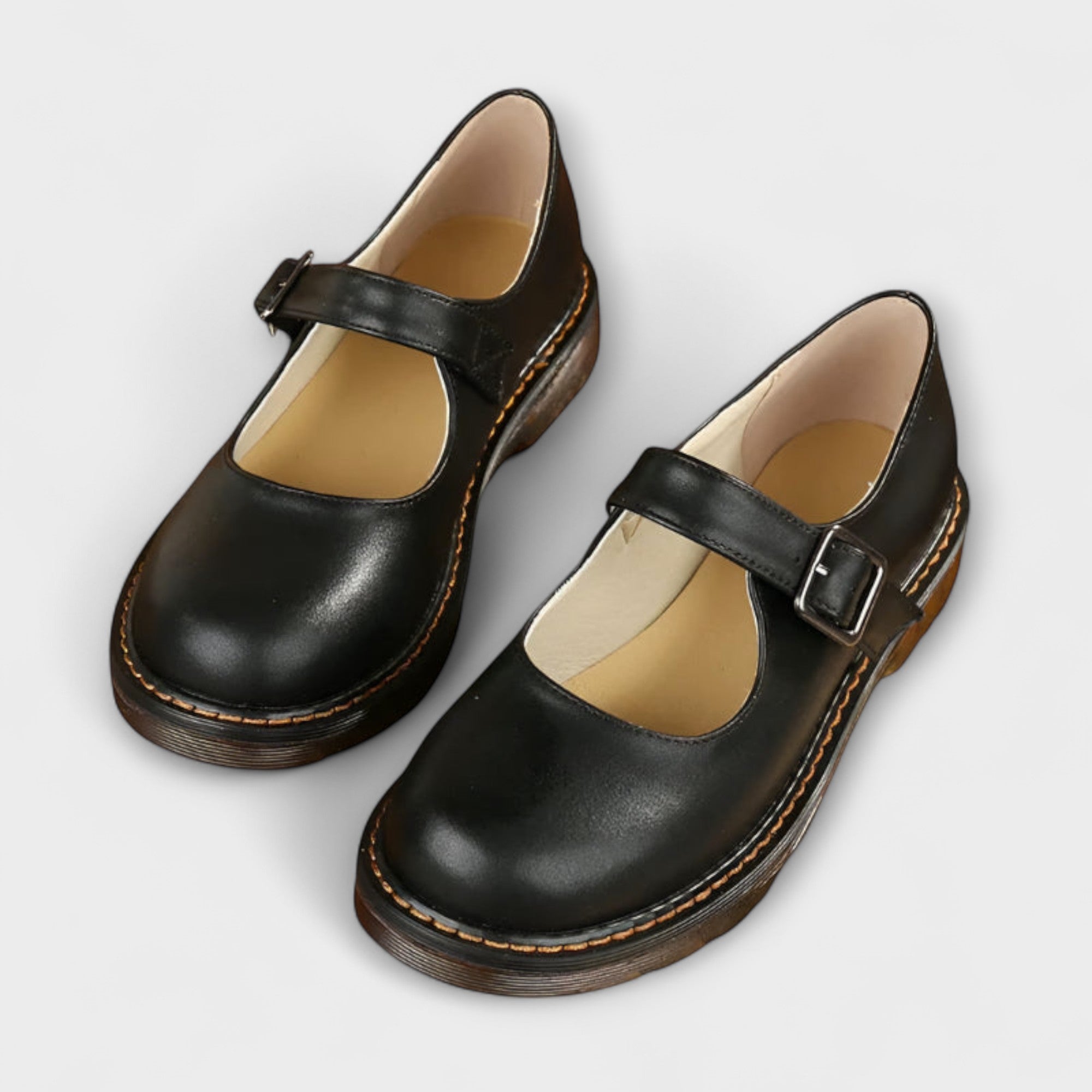 Trey | Vintage Mary-Jane-Schuhe für Damen - Klassische Lederschuhe mit Riemchen und bequemer