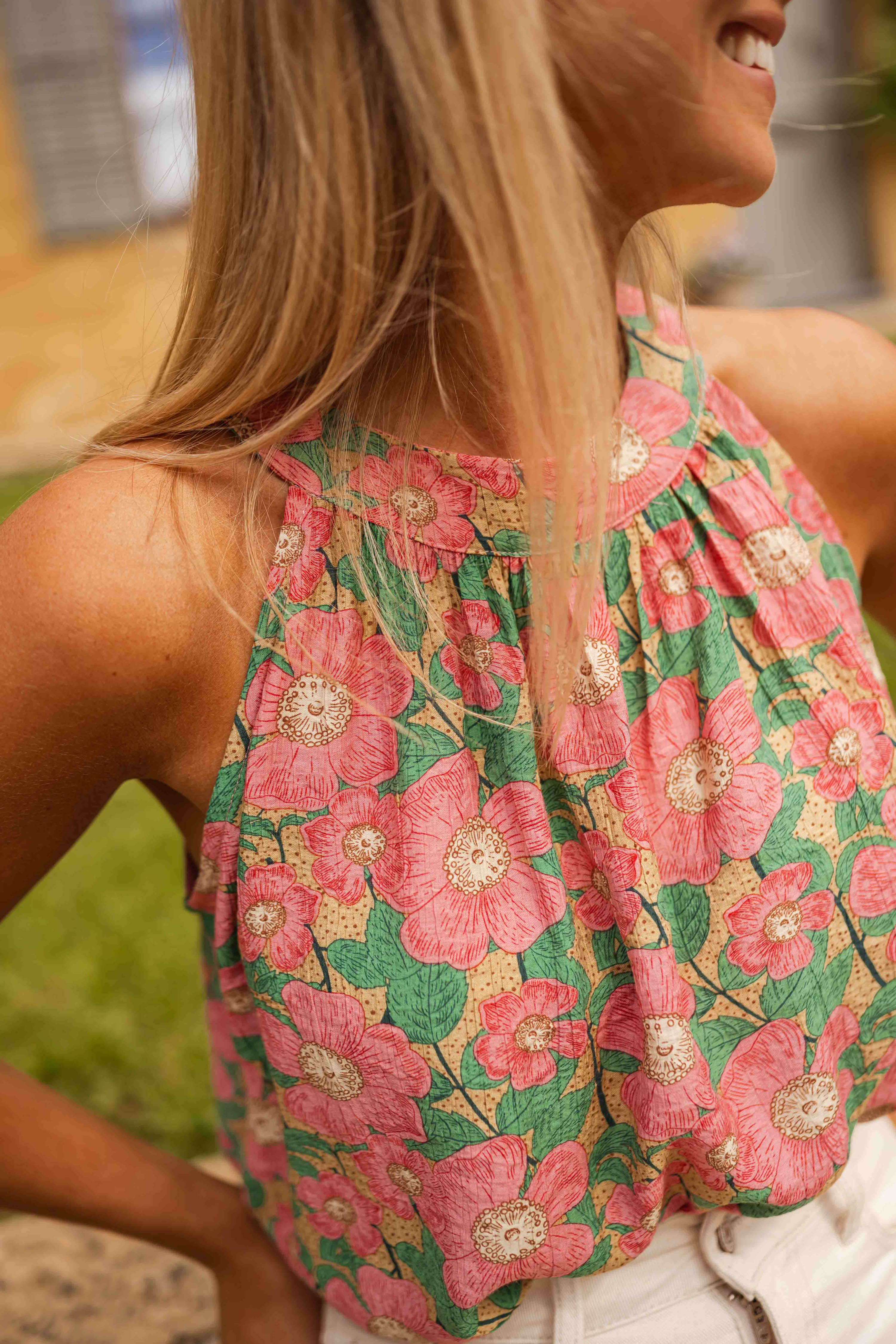 Juno | Top Yuna - mit rosa Blumen