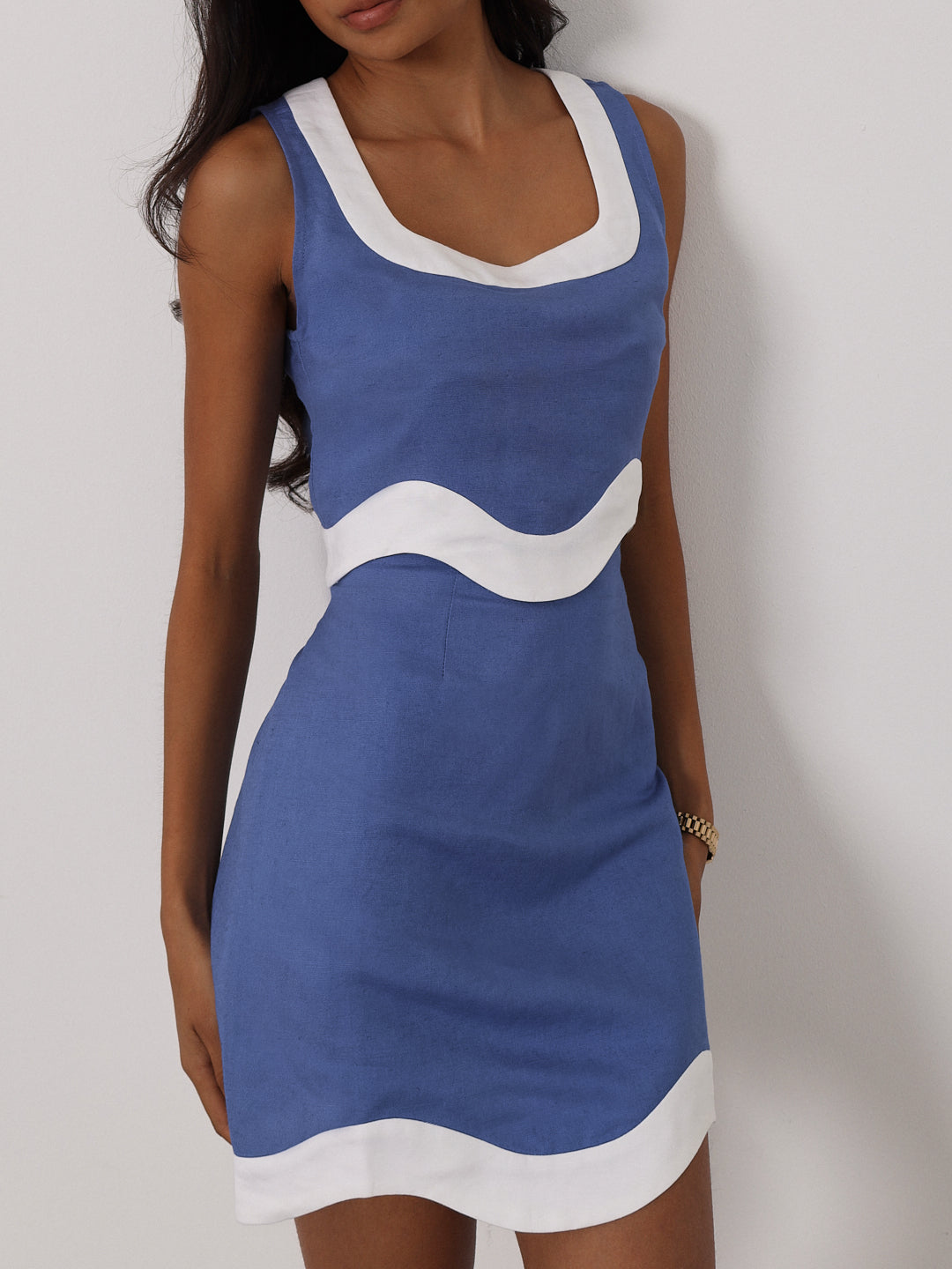 Elise | Cleo Kontrast Wave Top Riviera Blau