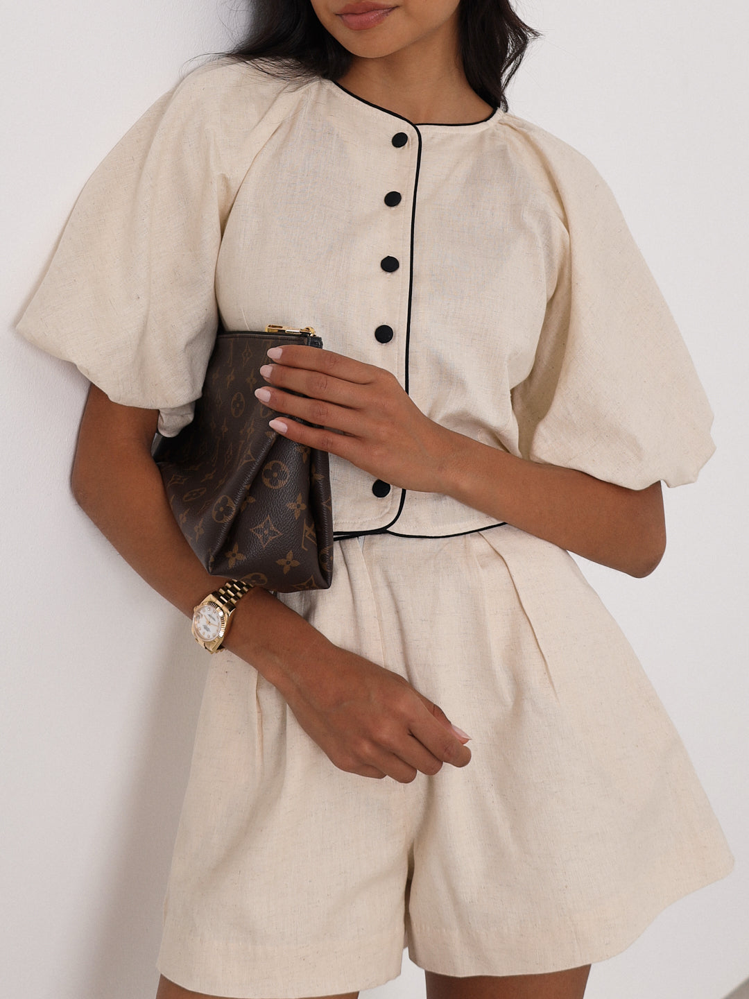 Eden | Ellena Kontrast Volumenärmel Top