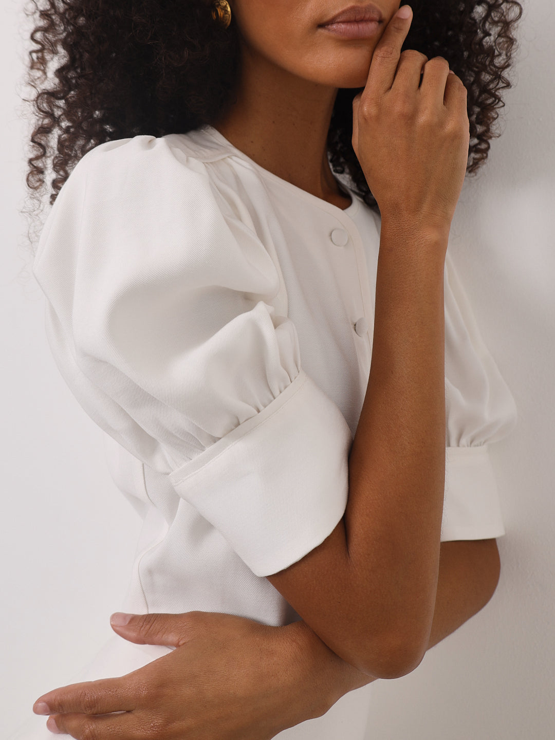 Sandra | Lola Knopfleisten-Tagesbluse | Weiß