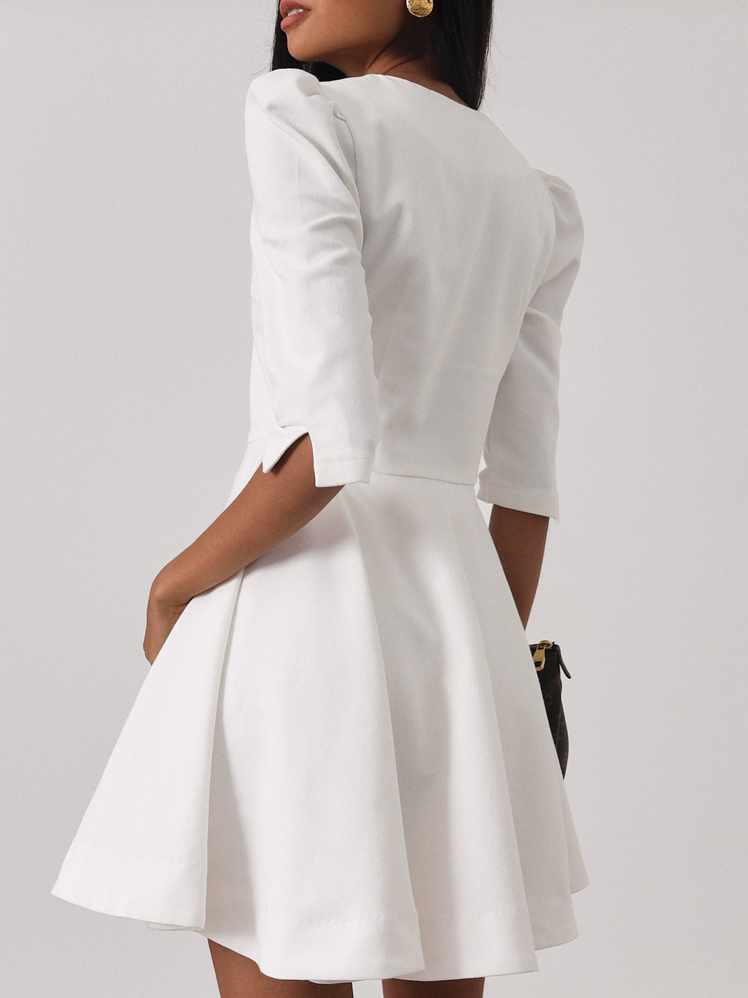 Milan | Roma Elegante Denim-Tageskleid | Weiß