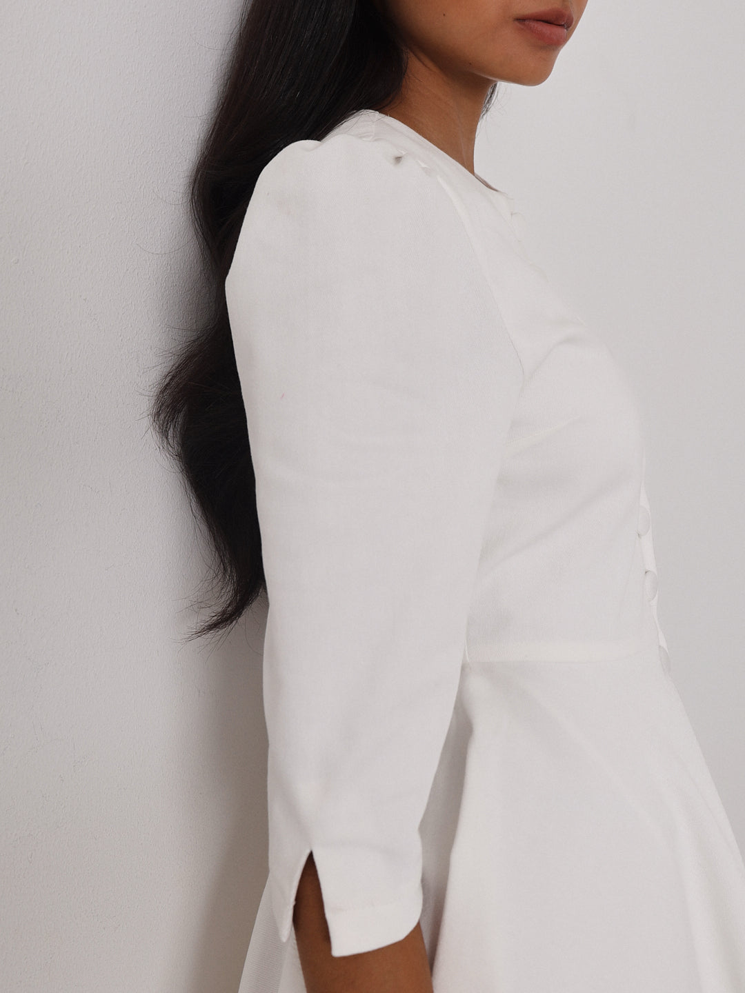 Milan | Roma Elegante Denim-Tageskleid | Weiß