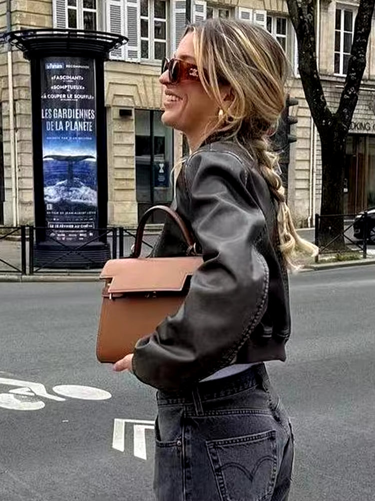 DALIA | Klassische Lederjacke im Bikerstil