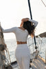 Anna | Schulterfreies langärmeliges Crop-Top