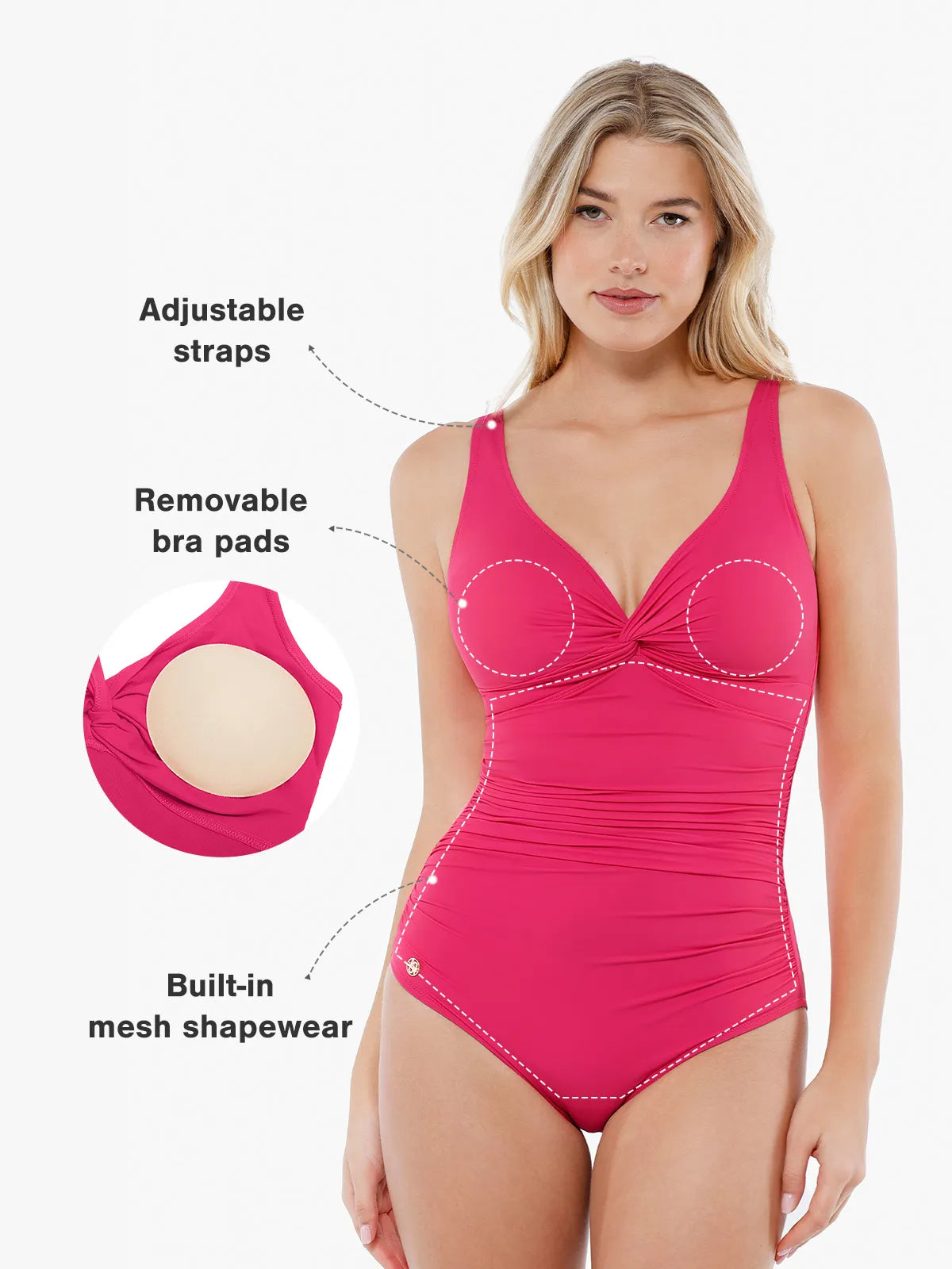 Eugene | Formende Badeanzug mit Twist-Front und Rüschen