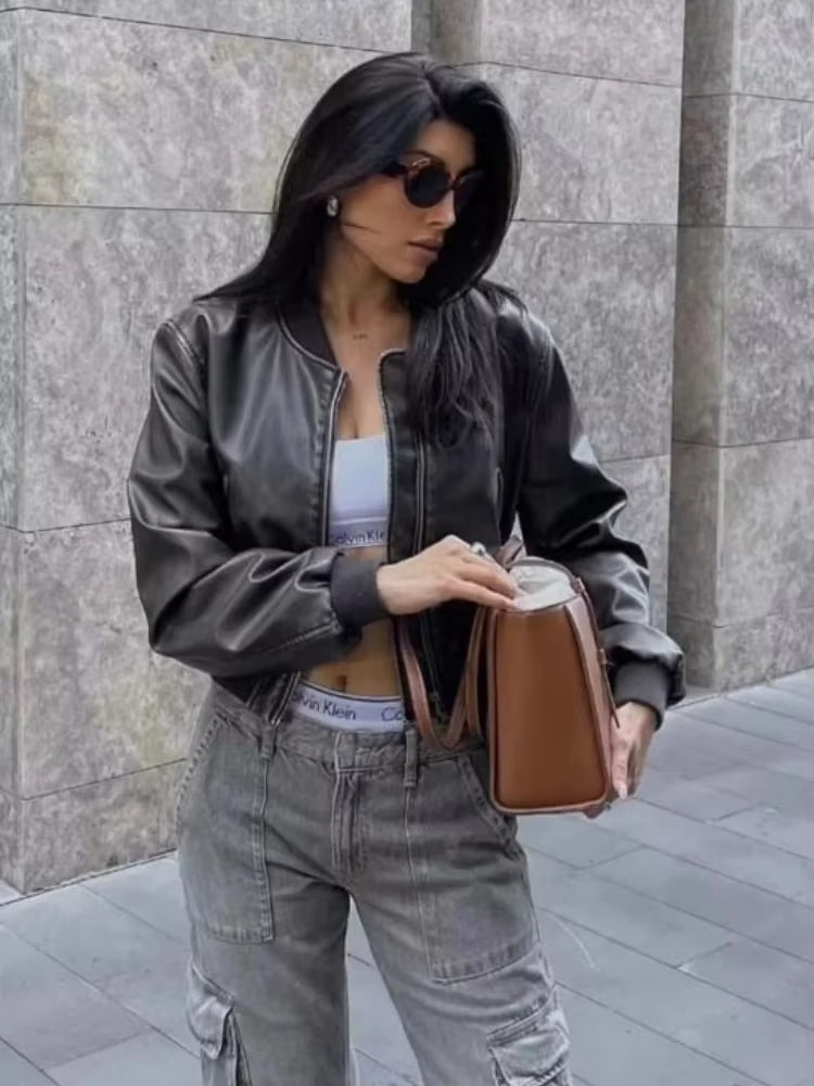 DALIA | Klassische Lederjacke im Bikerstil